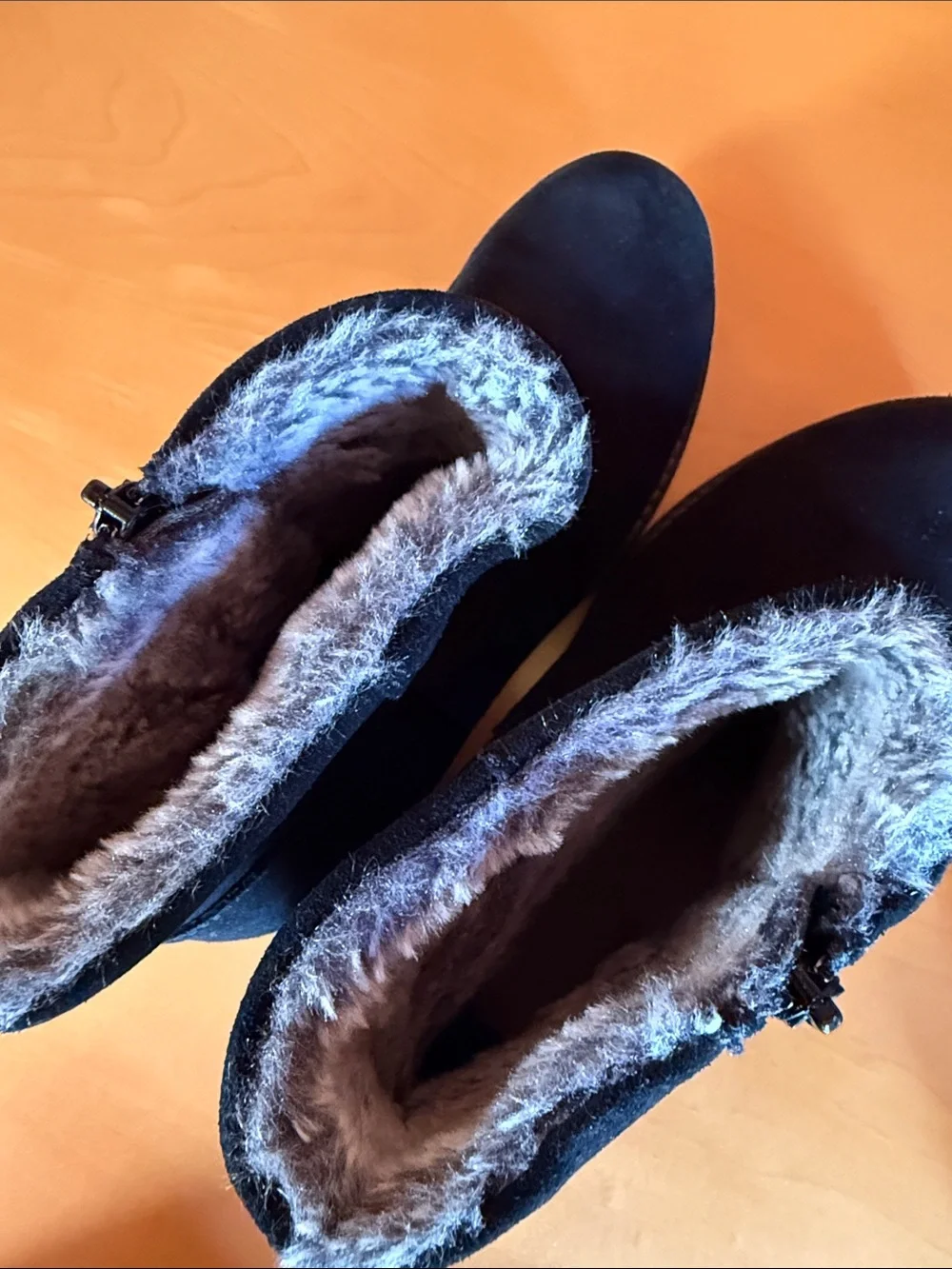 Bos. & Co. Black Suede Ankle Booties with Faux Fur Lining